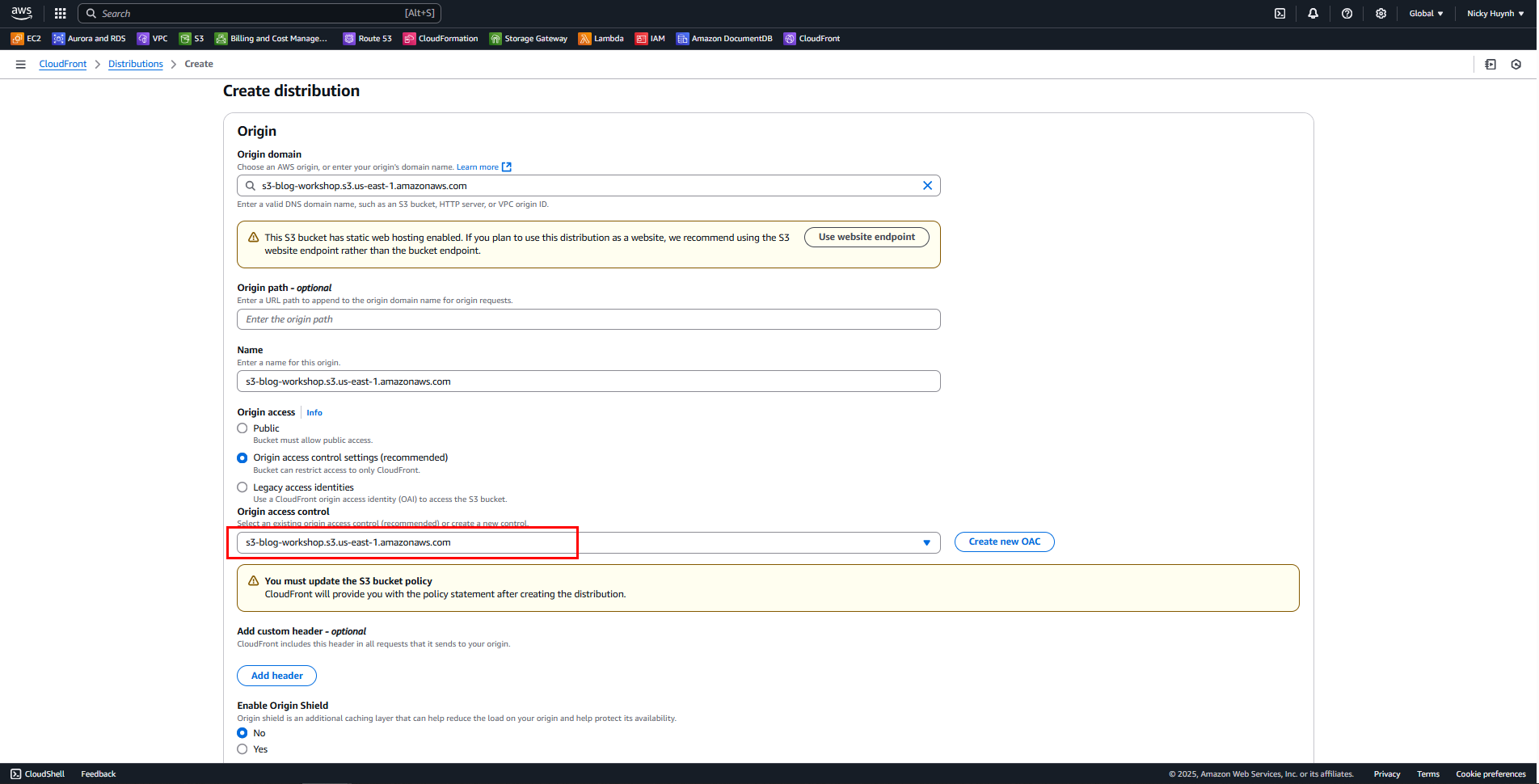 Create new OAC
